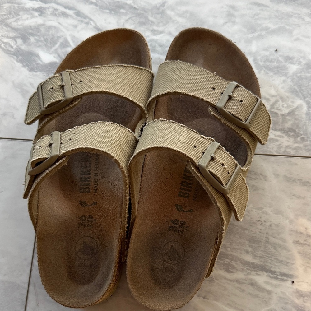 Size 36 Birkenstock Khaki Double-Strap Sandals